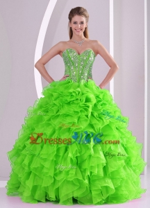 Spring Puffy Sweetheart Beading Quinceanera Dress With Full Length