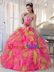 Appliques Organza Sweetheart Quinceanera Dress with Detachable Sash