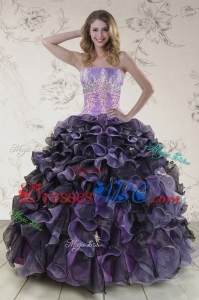 Unique Multi Color Quinceanera Dress With Beading And Ruffles