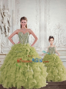 Brand New Beading And Ruffles Olive Green Princesita Dress