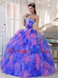 Appliques and Flowers Organza Quinceanera Dress for Sweet 16
