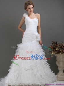 Exquisite One Shoulder Wedding Dress With Ruching