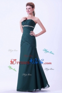 Green Holiday / Evening Dress With Appliques And Ruching Chiffon