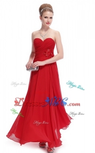Gorgeous Sweetheart Ruched Red Holiday Dress With Appliques