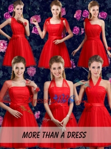 Beautiful A Line Ruching Red Dama Dresses in Tulle