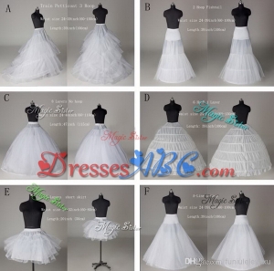 Free Shipping 6 Styles White A Line HoopHoopless Short Crinoline Petticoat Slips Undersk