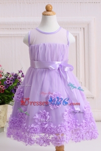 Beautiful Lavender Short Flower Girl Dress with Handcraft