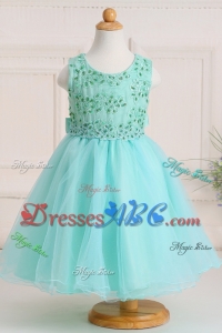 Beautiful Puffy Scoop Flower Girl Dress with Appliques and Bowknots