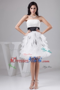 Exquisite Belt And Ruffled Layers White Short Cocktail Dress
