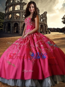 Wild West Elegant Hot Pink Sweetheart Quinceanera Dress with Embroidery and Beading