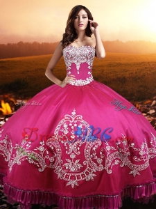 Cowgirl New Style Embroideried and Beaded Sweet 15 Dress in Hot Pink for Summer