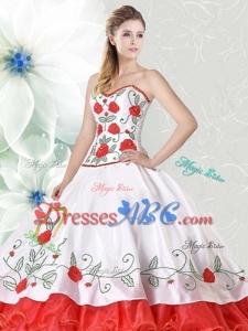 Hot Sale Organza and Taffeta Embroideried Quinceanera Gown in Red and White