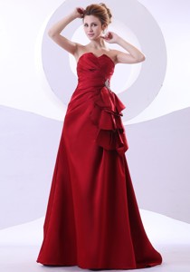 Beading Decorate Bodice Wine Red Taffeta Sweetheart Neckline Floor-length Celebrity Dres