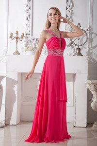 Affordable Sexy Coral Red V-neck Chiffon Celebrity Dress Brush Train