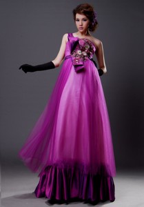 One Shoulder Tulle Fuchsia Empire Sweet Party Celebrity Dress