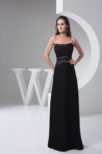 Strapless Floor-length Black Chiffon Prom formal Dress for Cheap