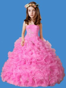 Pink Ruffles Organza Little Girl Pageant Dress