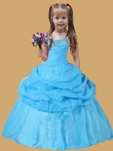Scoop Pick-ups Ball Gown Little Girl Pageant Dress Blue 