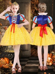 Cheap Short Sleeves Bowknot Little Girl Dress in Multi Color 
