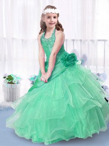 Luxurious Ball Gown Halter Top Little Girl Pageant Dress