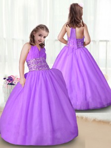 Fashionable Halter Top Little Girl Pageant Gowns with Beading 