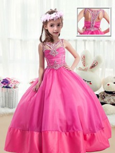 Sweet Ball Gown Beading Little Girl Pageant Dress In Hot Pink