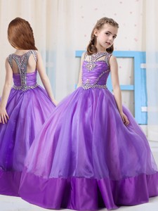 Fashionable Ball Gowns Scoop Side Zipper Little Girl Pageant Dress in Side Zipper 