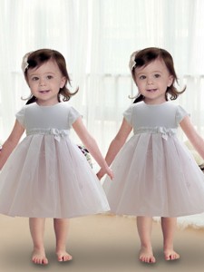 Pretty Scoop Ball Gown Appliques Knee Length Toddler Dress 