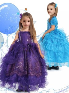 Luxurious Spaghetti Straps Little Girl Pageant Dress with Lace and Ruffled Layers 