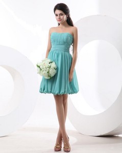 Most Popular Mini Length Aqua Blue Party Dress With Strapless