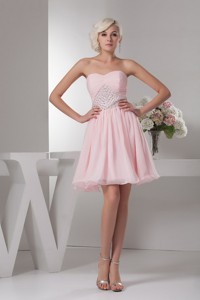 Classical Sweetheart Baby Pink Short Party Dress With Beading