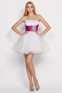 Pretty White Princess Short Party Dress With Beading And Belt