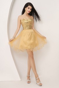 Luxurious A Line Gold Sweetheart Dress For Party With Lace Up