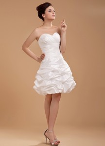 Custom Made Wedding Dress With Sweetheart And Pick-ups Knee-length