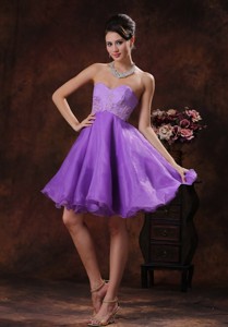 Sweetheart Lavender Short Party Dress With Appliques Decorate Organza In Mobile Alabama