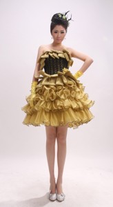 Gold Ruffled Layers For Custom Made Party Dress In Bacharach Germany