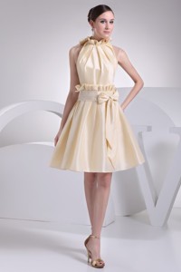 Beading Ruffles And Bowknot High Neck Dress For Party