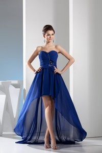 Royal Blue Sweetheart Chiffon Party Dress With Ruching And Beading