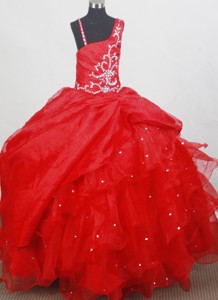 Beading Classical Ball Gown Little Girl Pageant Dress Straps Floor-length 