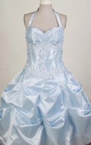 Pretty Ball Gown Halter Top Floor-length Little Girl Pageant Dress 