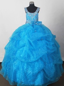 Pretty Little Girl Pageant Dress With Pick-ups And Beading Custom Made