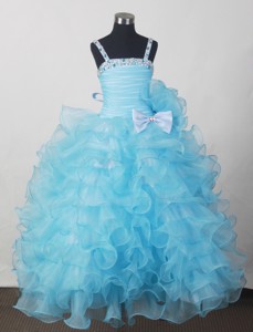 Custom Made For Affordable Little Girl Pageant Dress With Beading Bow And Ruffled Layers
