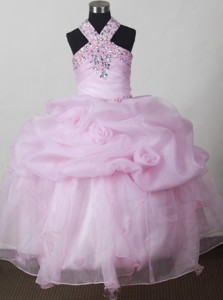 Baby Pink Beading And Pick-ups For Little Girl Pageant Dress