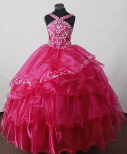 Little Girl Pageant Dress With V-neck And Beading