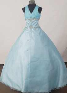 Brand New Ball Gown Beading Little Girl Pageant Dress Halter Floor-length 