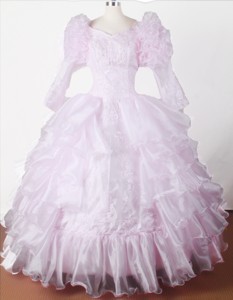 Embroidery With Beading Beautiful Ball Gown Little Gril Pageant Dress V-neck Floor-length 