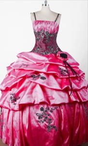 Gorgeous Appliques Hand Made Flower Ball Gown Little Gril Pageant Dress Spaghetti Straps Floor-lengt