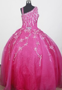 Brand new Beading Hand Made Flowers Ball Gown Strap Floor-length Little Gril Pageant Dress 