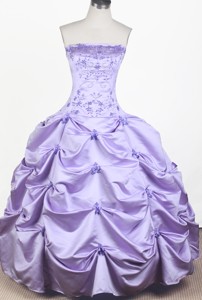 Elegant Embroidery With Beading Ball Gown Strapless Floor-length Little Gril Pageant Dress 
