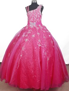 Brand new Beading Hand Made Flowers Ball Gown Strap Floor-length Little Gril Pageant Dress 